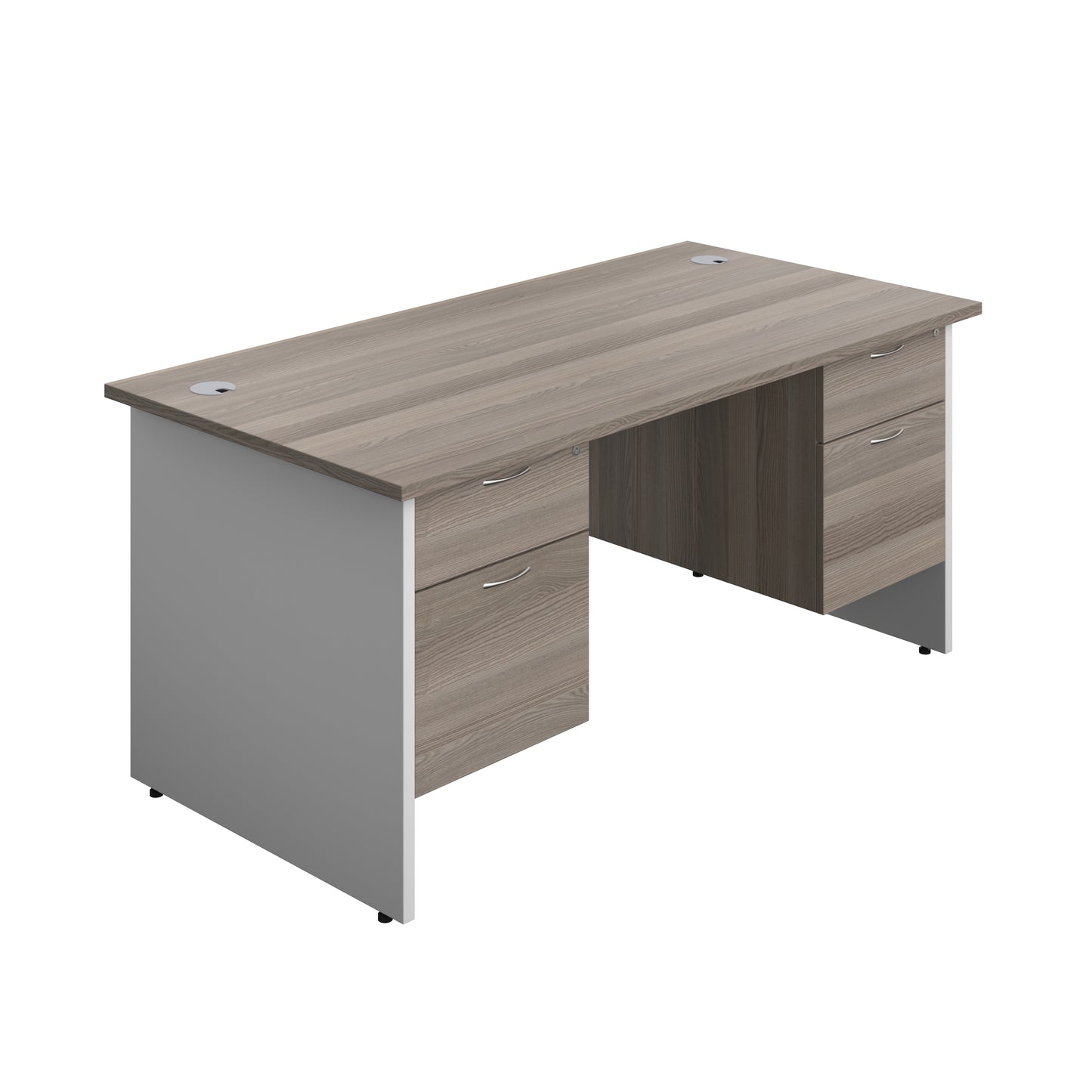 Aztec|Panel|Rectangular Desk with 2 and 2 Drawer Fixed Pedestal|1600x800|Grey Oak-White