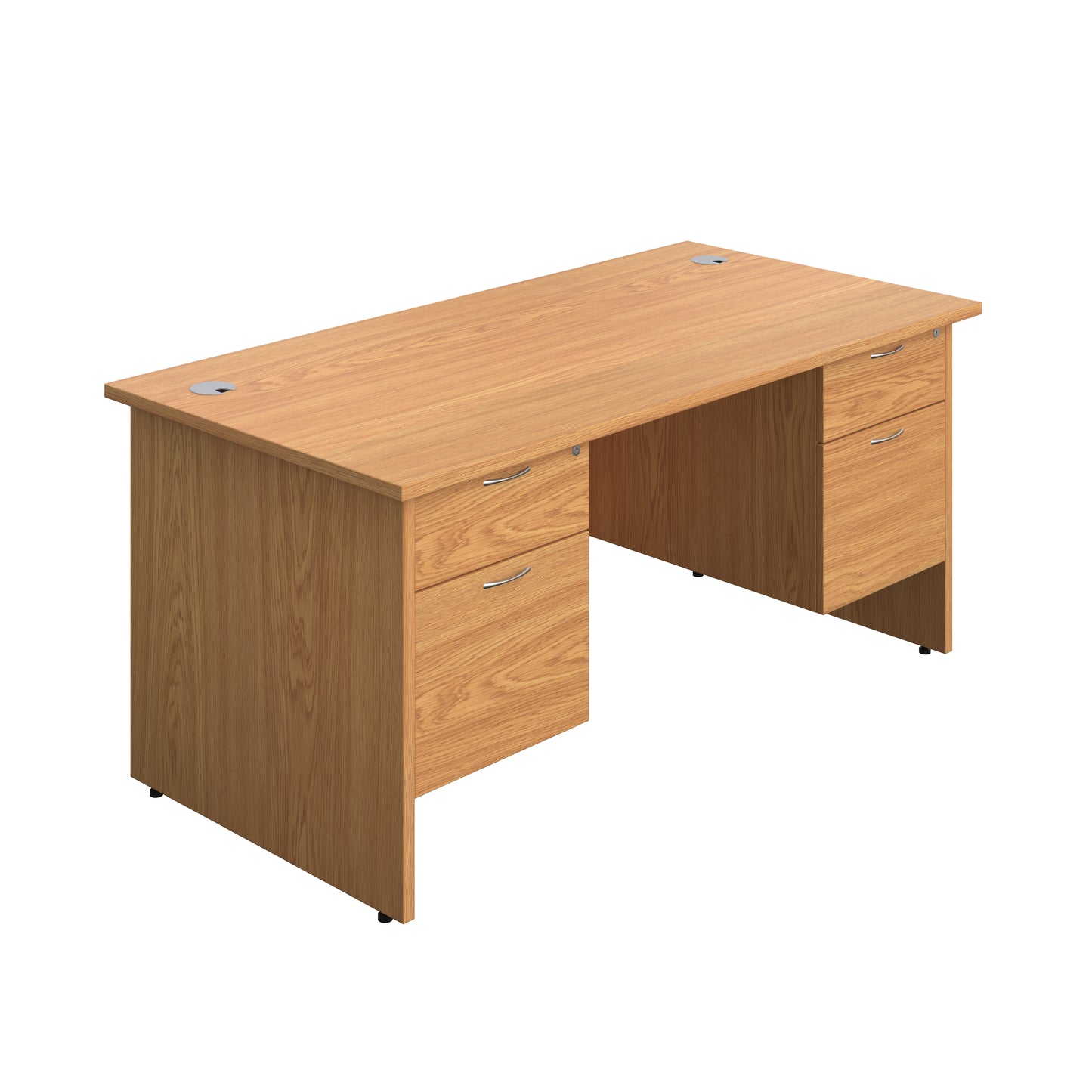 Aztec|Panel|Rectangular Desk with 2 and 2 Drawer Fixed Pedestal|1600x800|Nova Oak