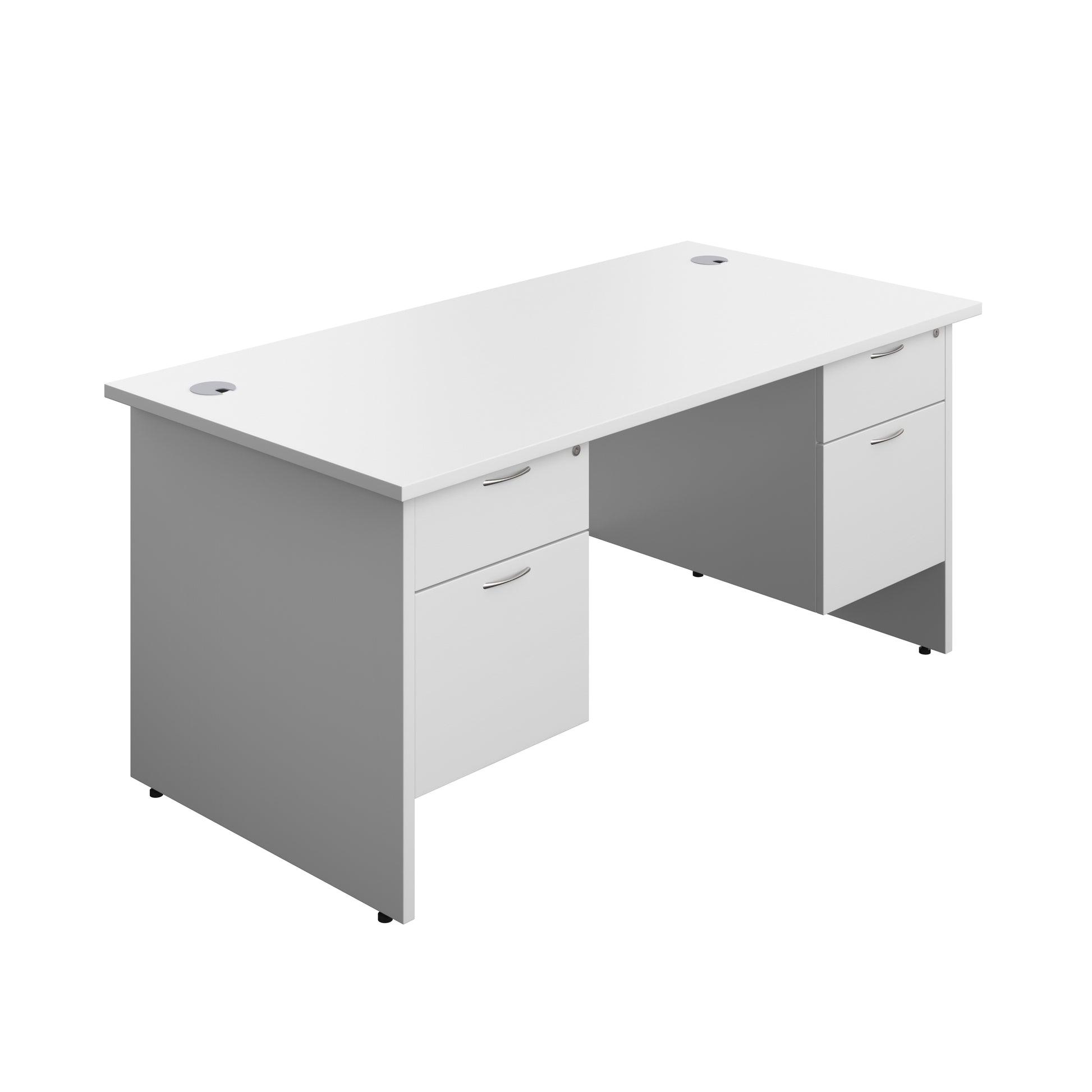 Aztec|Panel|Rectangular Desk with 2 and 2 Drawer Fixed Pedestal|1600x800|White