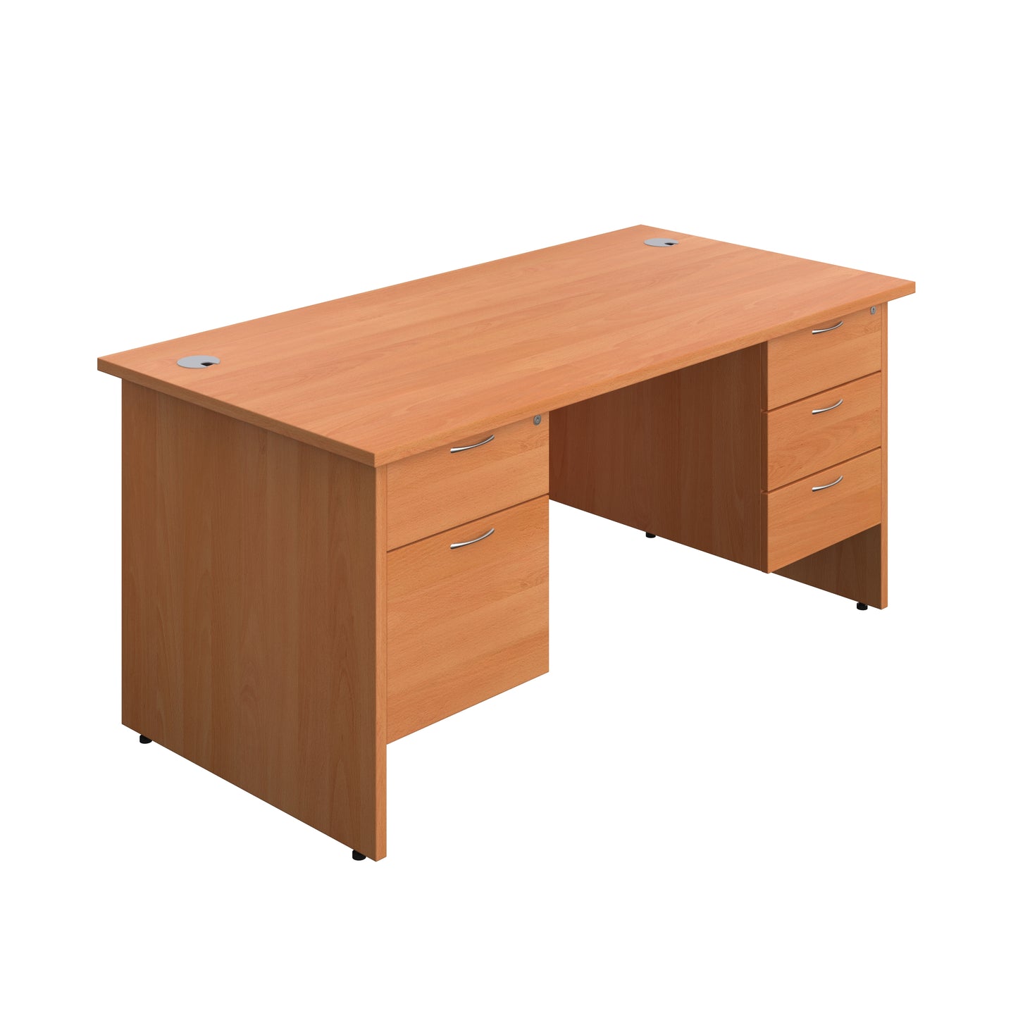 Aztec|Panel|Rectangular Desk with 2 and 3 Drawer Fixed Pedestal|1600x800|Beech