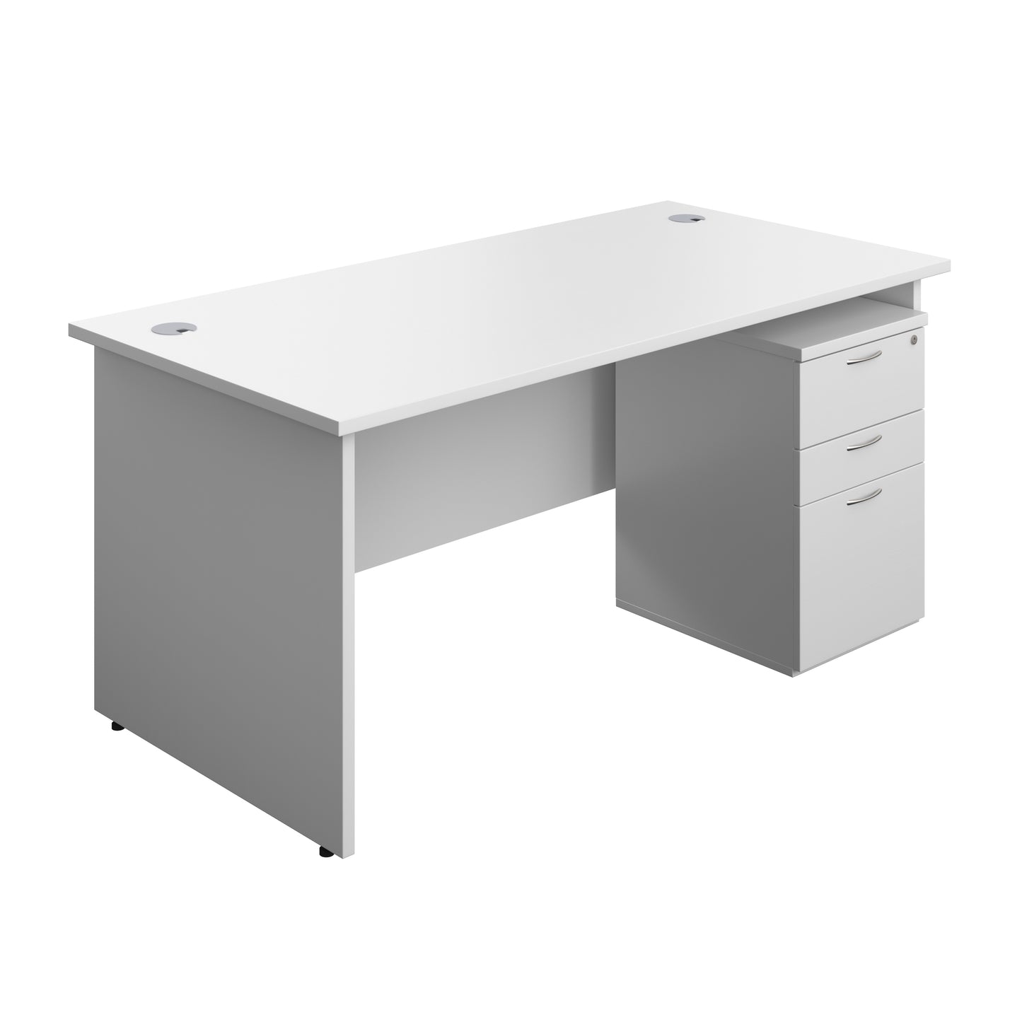 Aztec|Panel|Rectangular Desk with 3 Drawer High Mobile Pedestal|1600x800|White