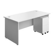 Panel Rectangular Desk + 3 Drawer Steel Pedestal Bundle (FSC)