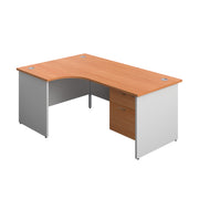 Panel Plus Left Radial Desk + 2 Drawer Fixed Pedestal Bundle (FSC)