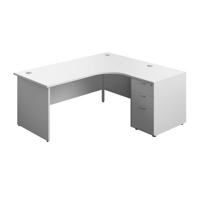 Aztec|Panel|Right Hand Radial Desk with 3 Drawer 600 Desk High Pedestal|1800x1200|White