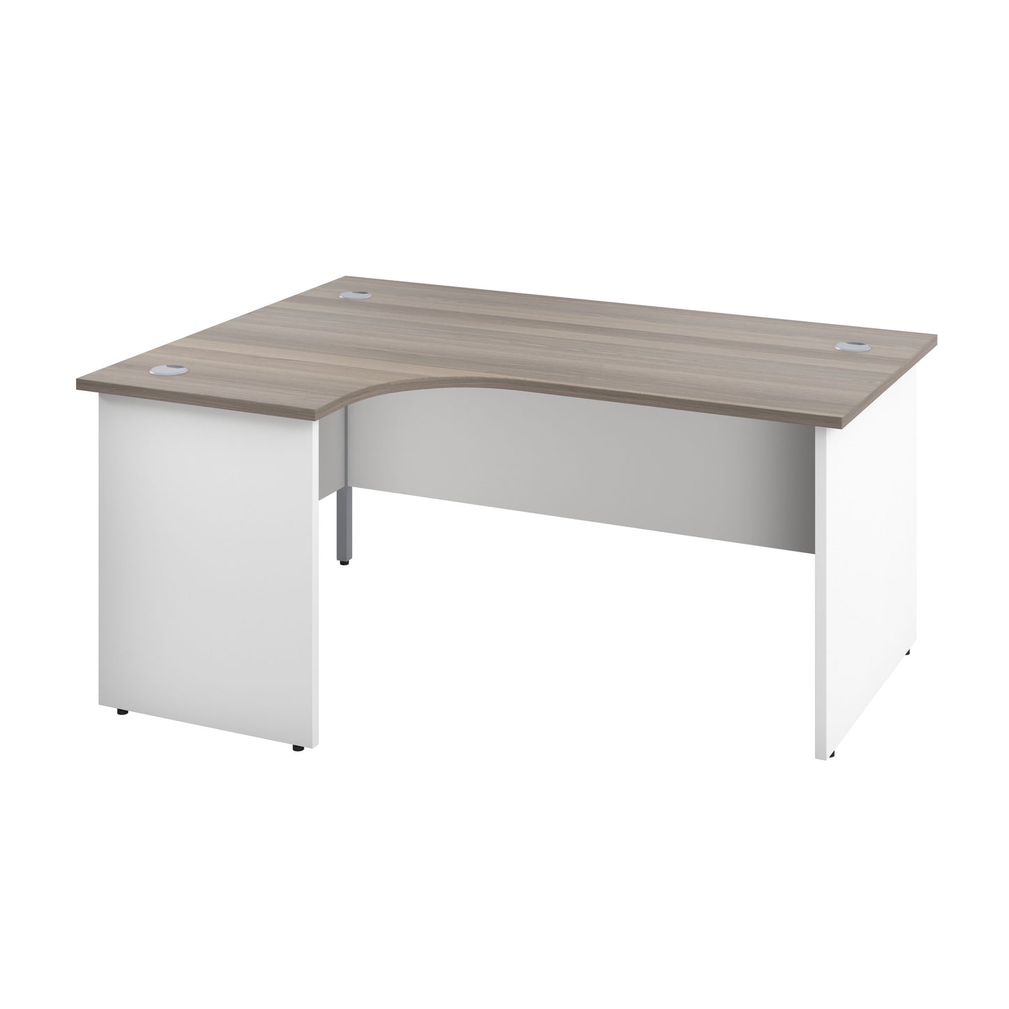Aztec|Panel|Left Hand Radial Desk|1800x1200|Grey Oak-White