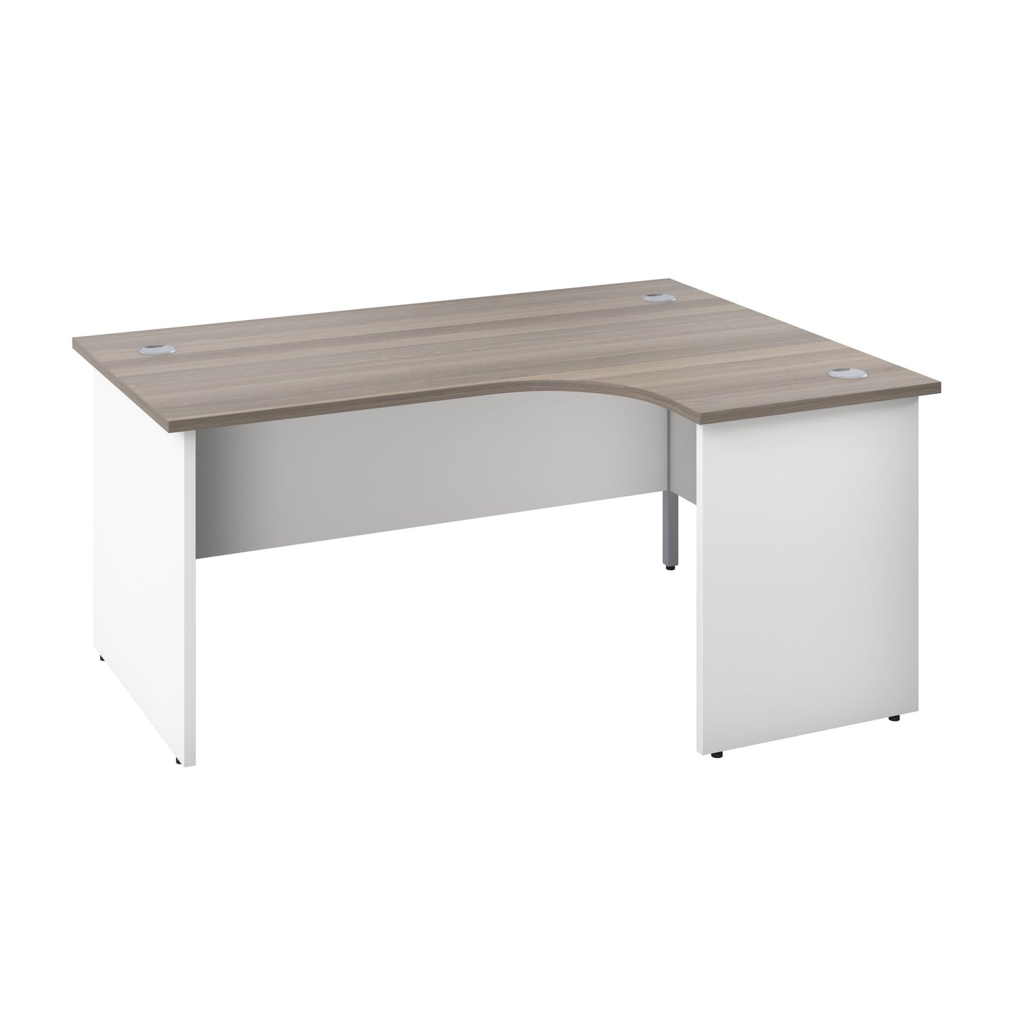 Aztec|Panel|Right Hand Radial Desk|1800x1200|Grey Oak-White