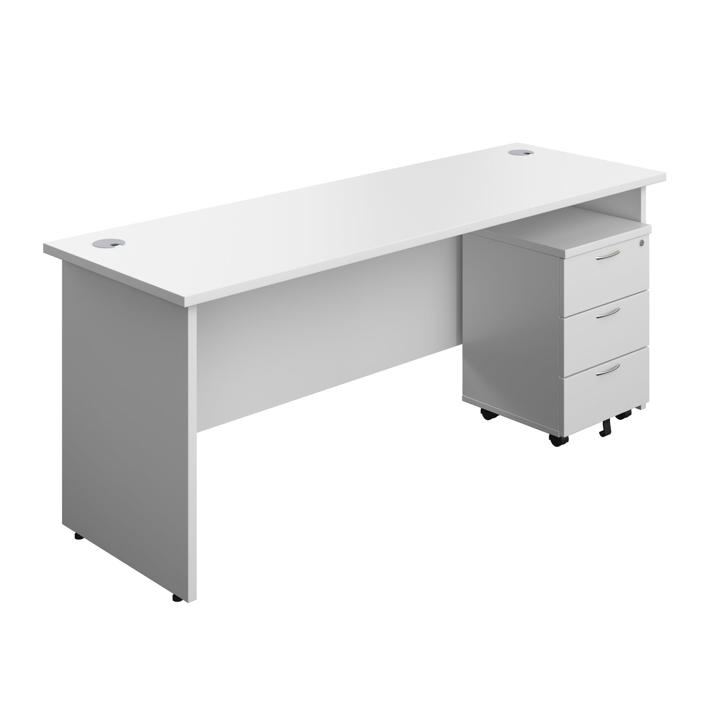 Aztec|Panel|Rectangular Desk with 3 Drawer Mobile Pedestal|1800x600|White