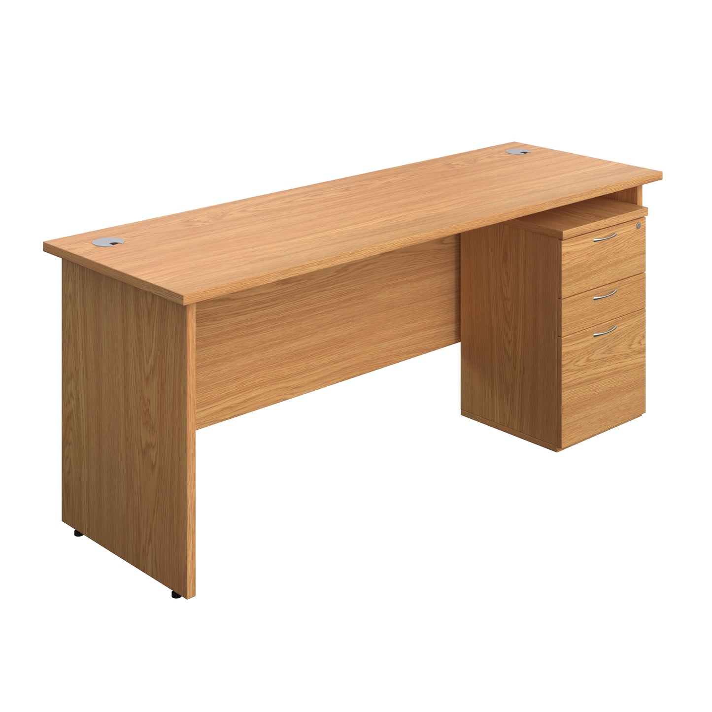 Aztec|Panel|Rectangular Desk with 3 Drawer High Mobile Pedestal|1800x600|Nova Oak