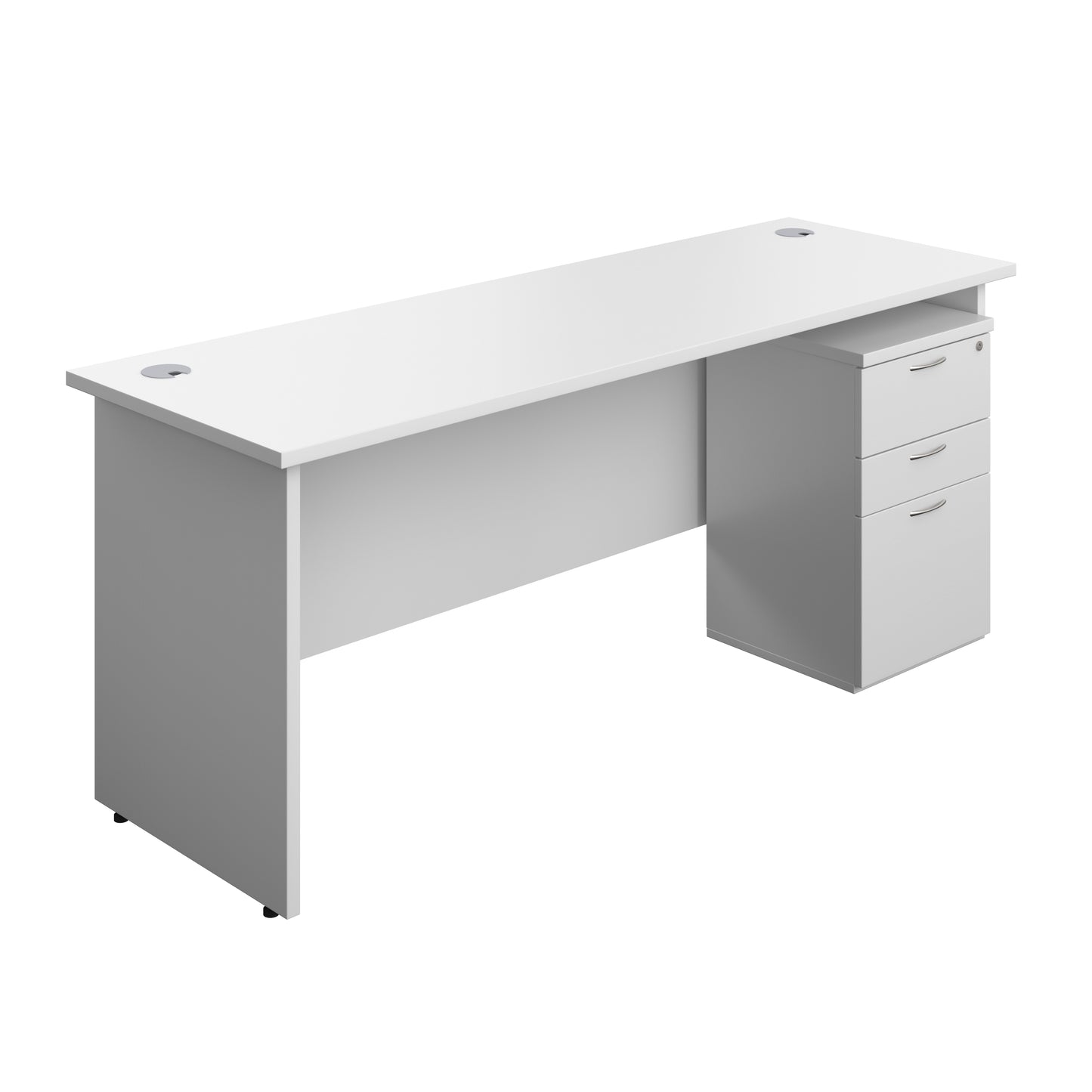Aztec|Panel|Rectangular Desk with 3 Drawer High Mobile Pedestal|1800x600|White