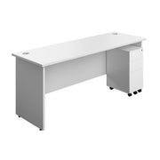 Panel Rectangular Desk + 3 Drawer Slimline Steel Pedestal Bundle (FSC)