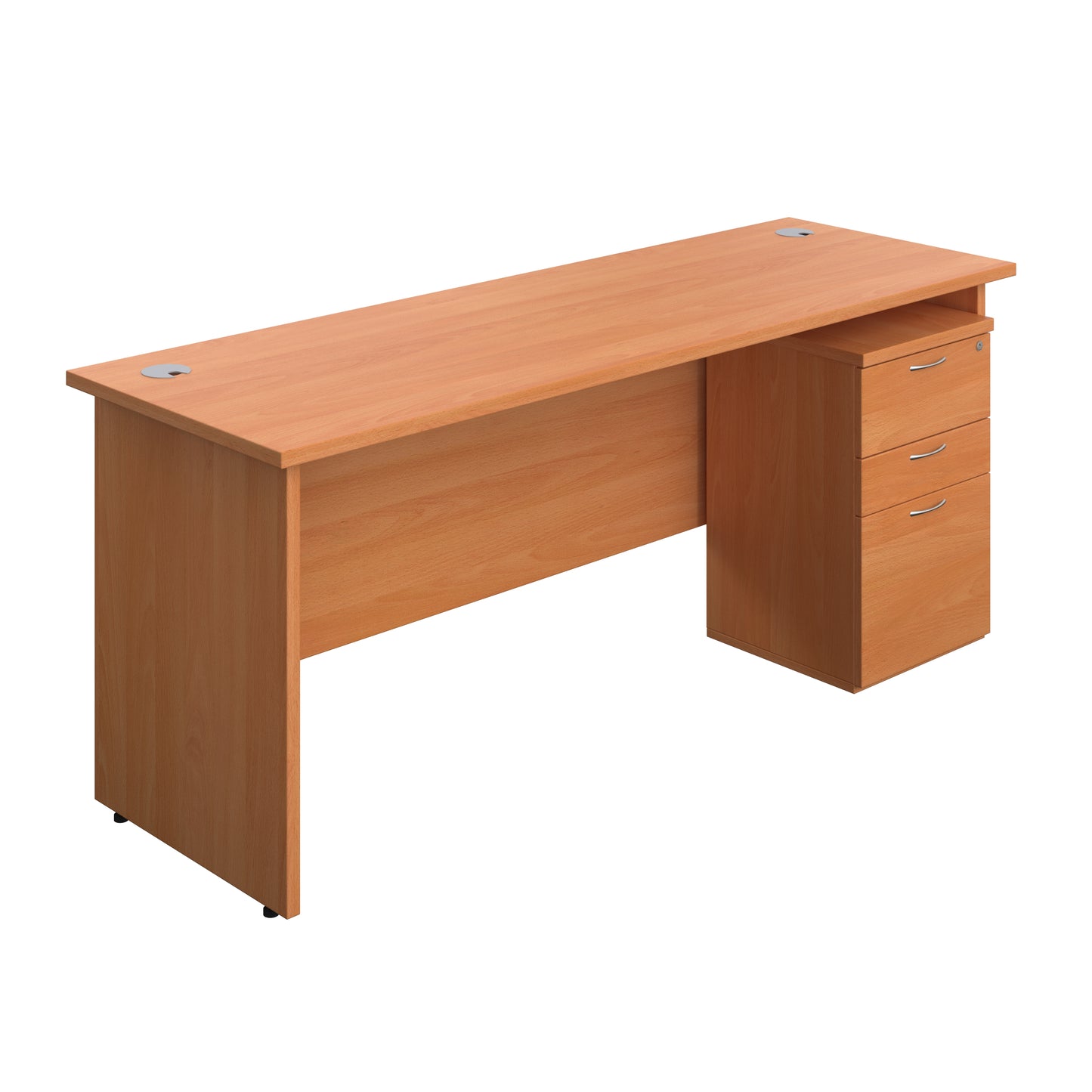 Aztec|Panel|Rectangular Desk with 3 Drawer Under Desk Pedestal|1800x600|Beech