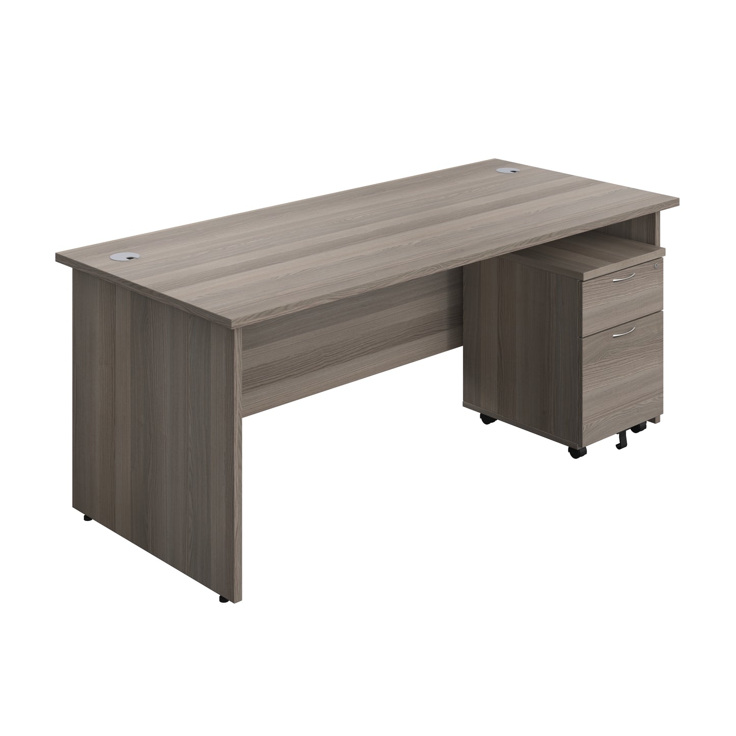Aztec|Panel|Rectangular Desk with 2 Drawer Pedestal|1800x800|Grey Oak