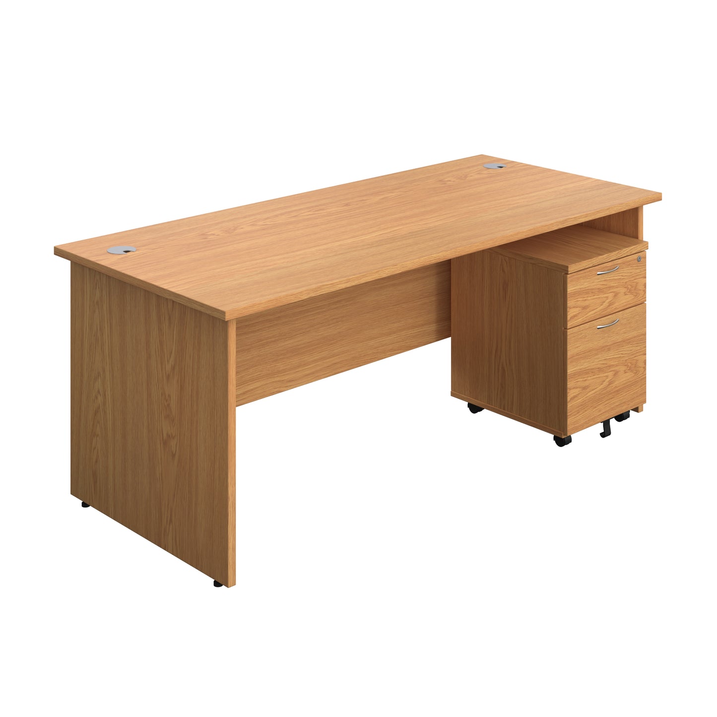 Aztec|Panel|Rectangular Desk with 2 Drawer Pedestal|1800x800|Nova Oak