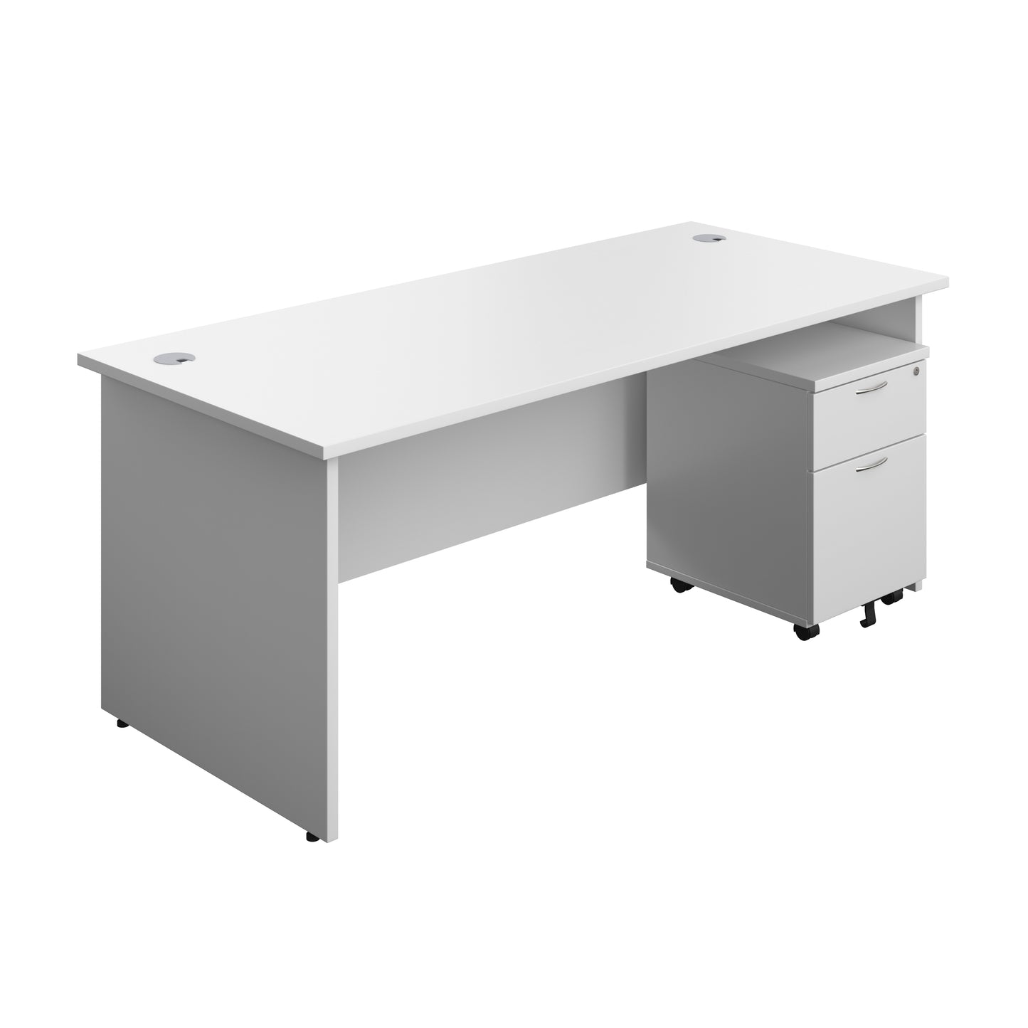 Aztec|Panel|Rectangular Desk with 2 Drawer Pedestal|1800x800|White