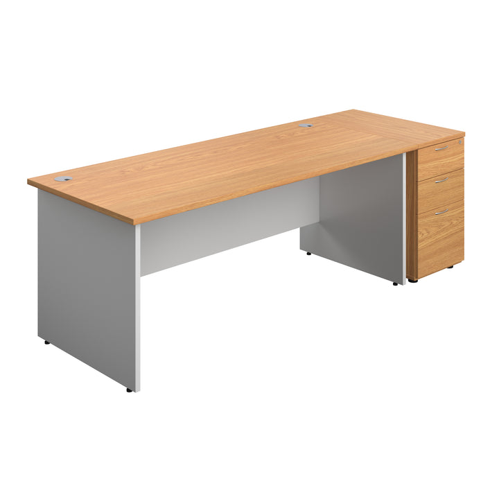 Panel Plus Rectangular Desk + Matching 3 Drawer Desk High Pedestal Bundle (FSC)