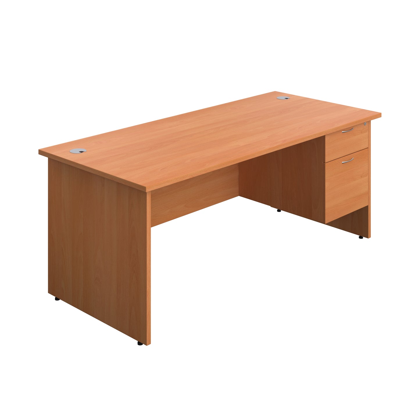 Aztec|Panel|Rectangular Desk with 2 Drawer Fixed Pedestal|1800x800|Beech