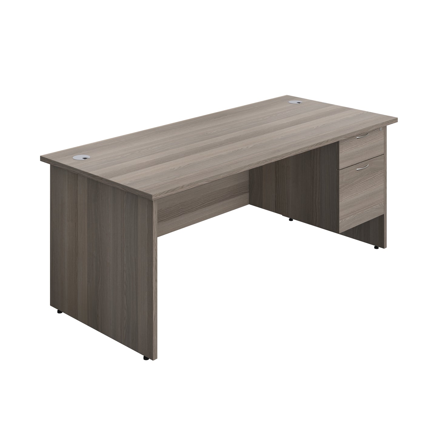 Aztec|Panel|Rectangular Desk with 2 Drawer Fixed Pedestal|1800x800|Grey Oak