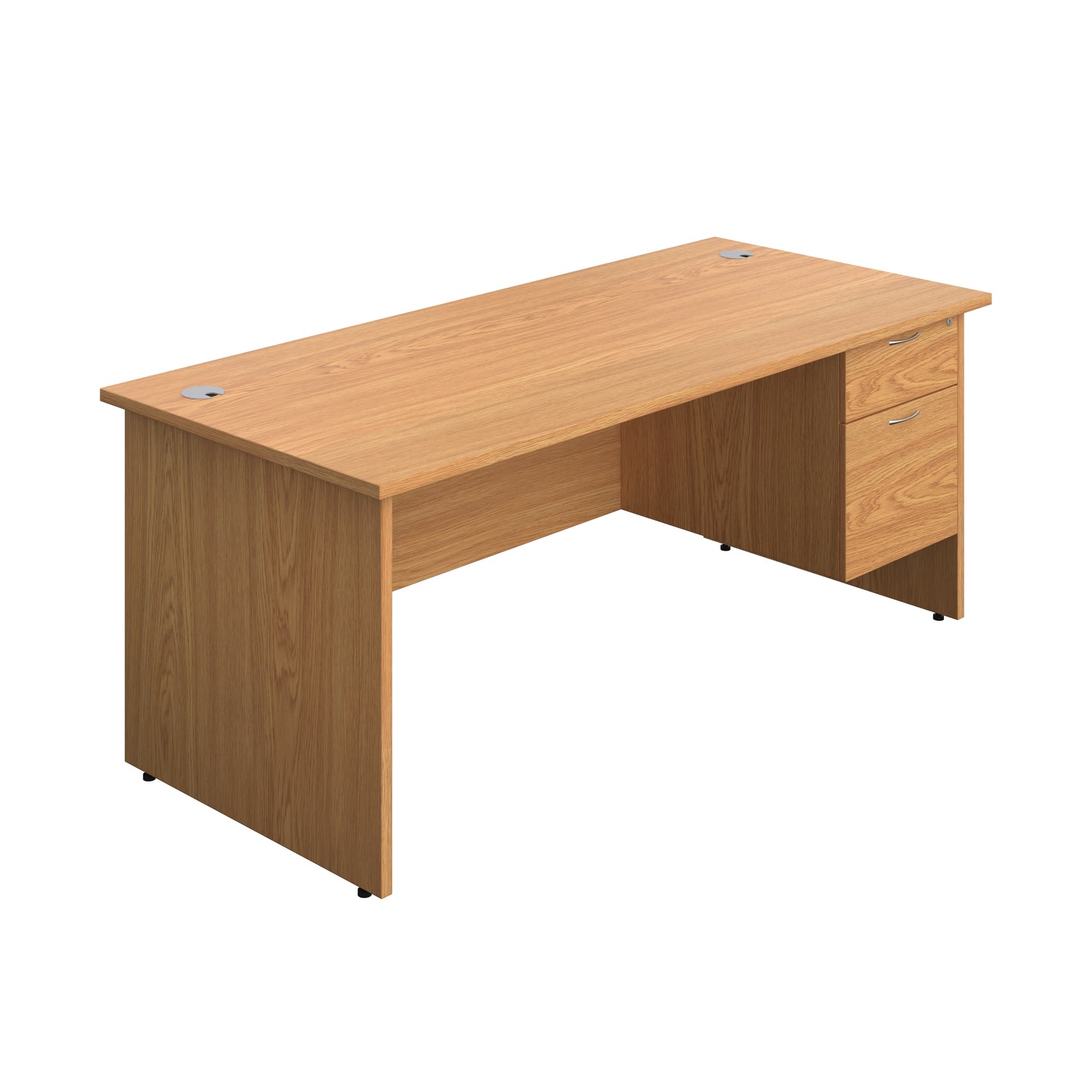 Aztec|Panel|Rectangular Desk with 2 Drawer Fixed Pedestal|1800x800|Nova Oak