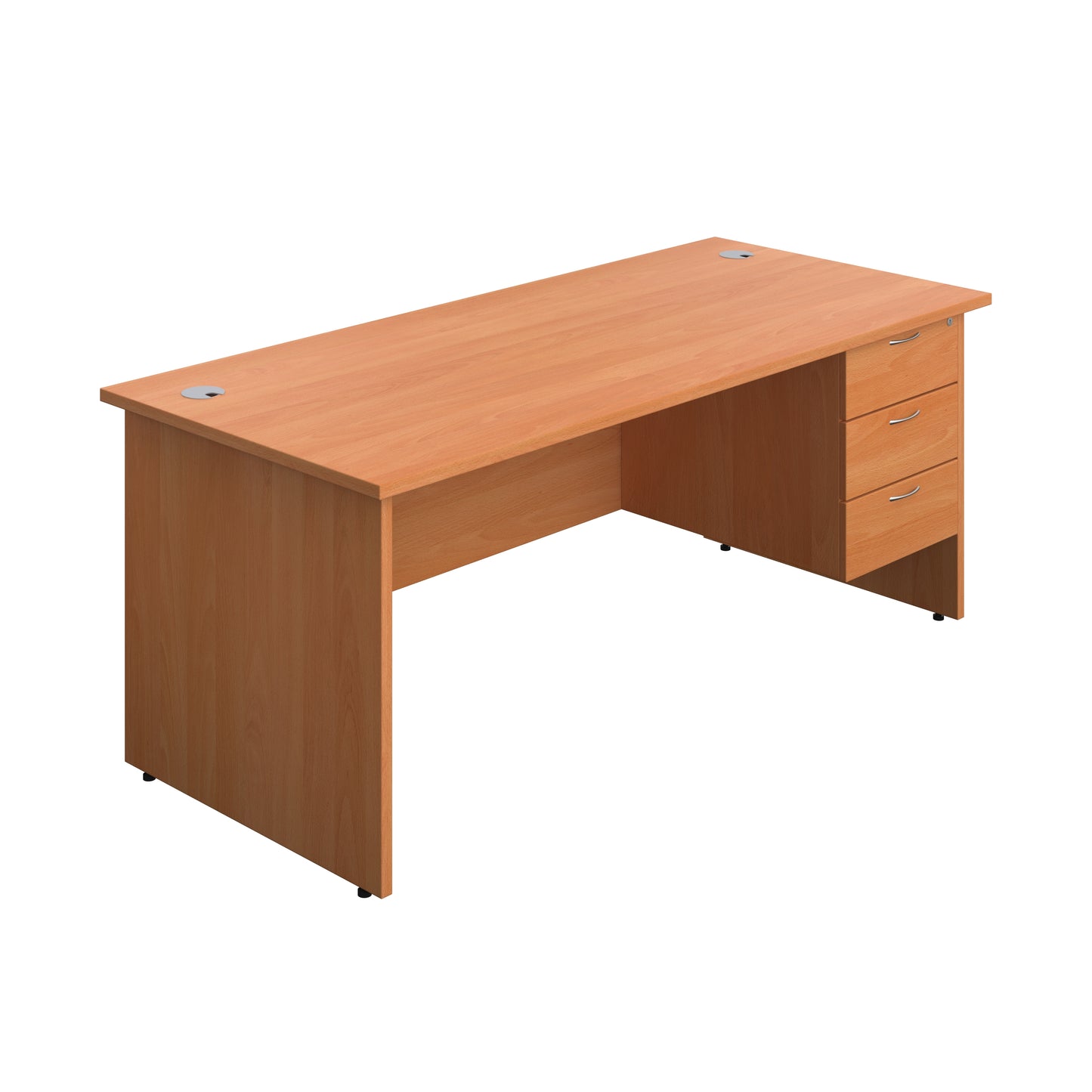 Aztec|Panel|Rectangular Desk with 3 Drawer Fixed Pedestal|1800x800|Beech