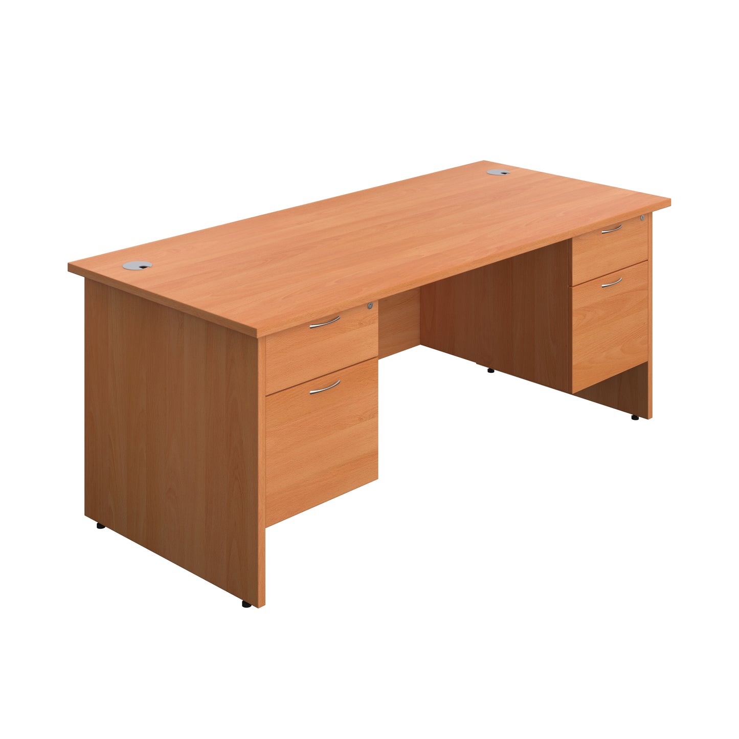 Aztec|Panel|Rectangular Desk with 2 and 2 Drawer Fixed Pedestal|1800x800|Beech