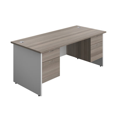 Aztec|Panel|Rectangular Desk with 2 and 2 Drawer Fixed Pedestal|1800x800|Grey Oak-White