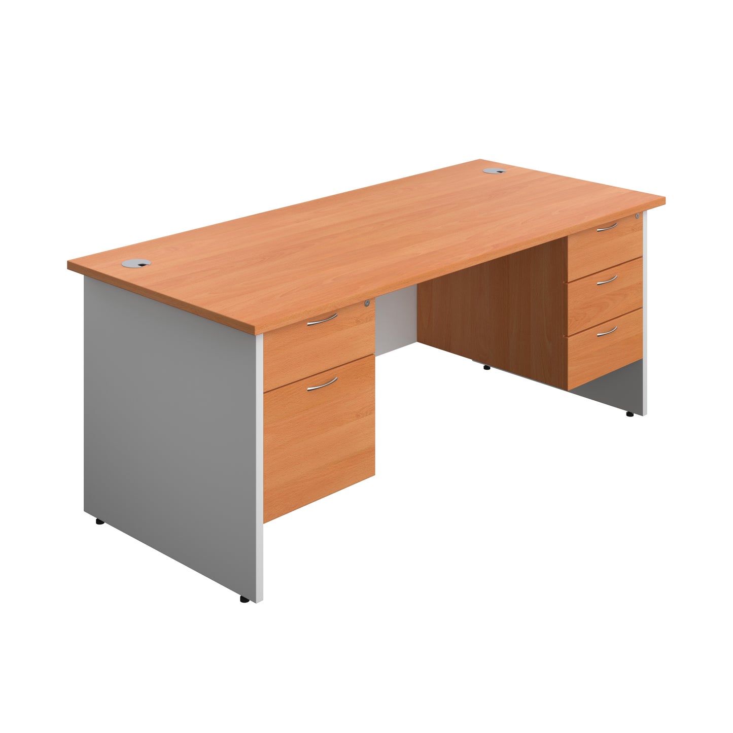 Aztec|Panel|Rectangular Desk with 2 and 3 Drawer Fixed Pedestal|1800x800|Beech-White
