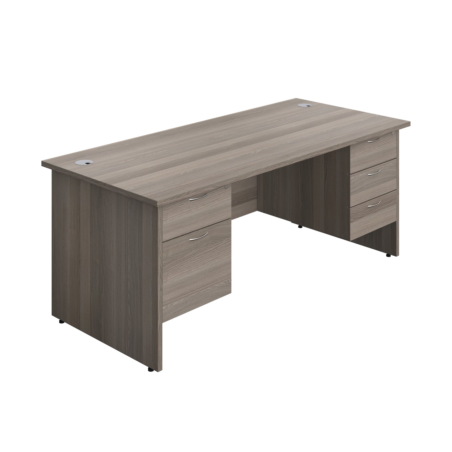 Aztec|Panel|Rectangular Desk with 2 and 3 Drawer Fixed Pedestal|1800x800|Grey Oak