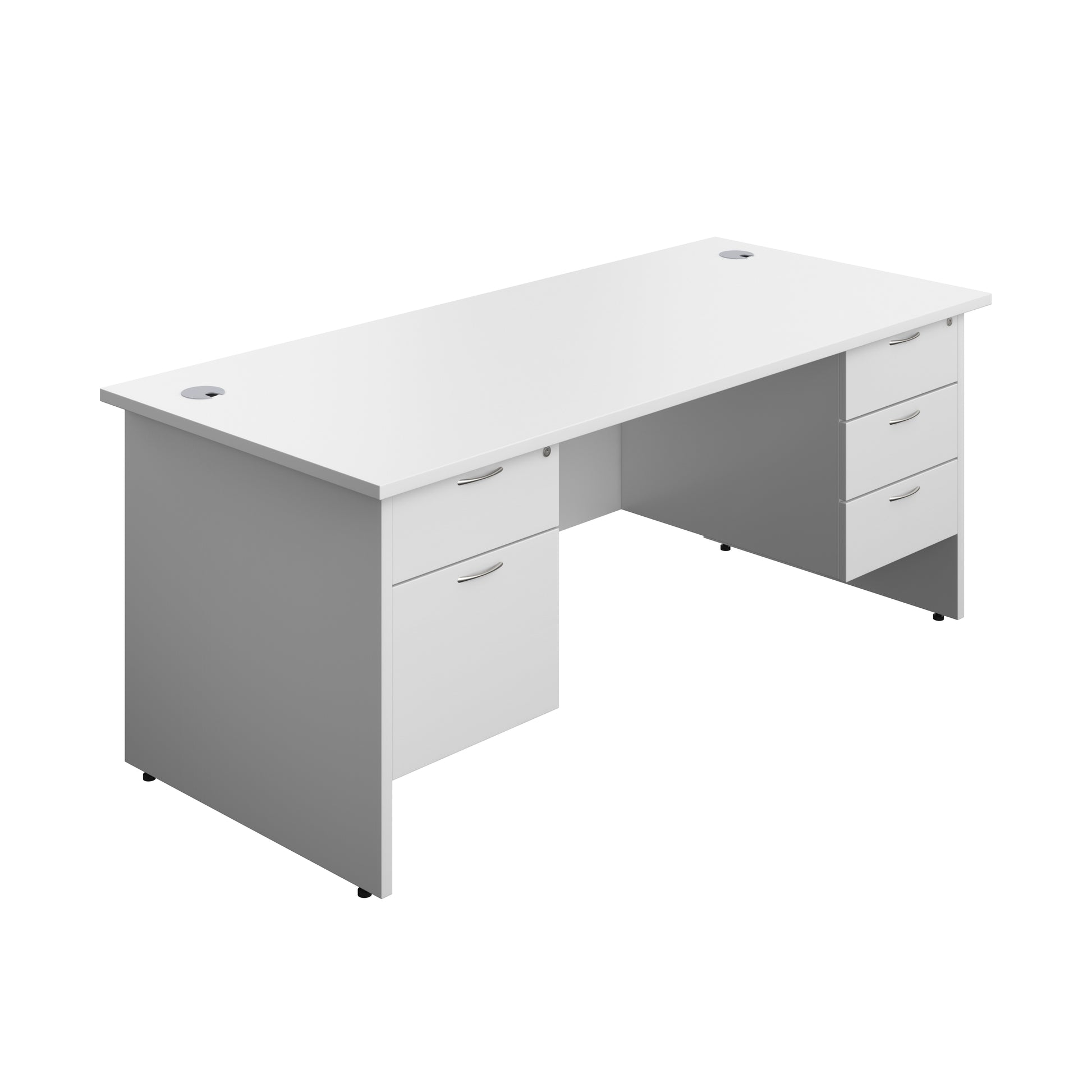 Aztec|Panel|Rectangular Desk with 2 and 3 Drawer Fixed Pedestal|1800x800|White