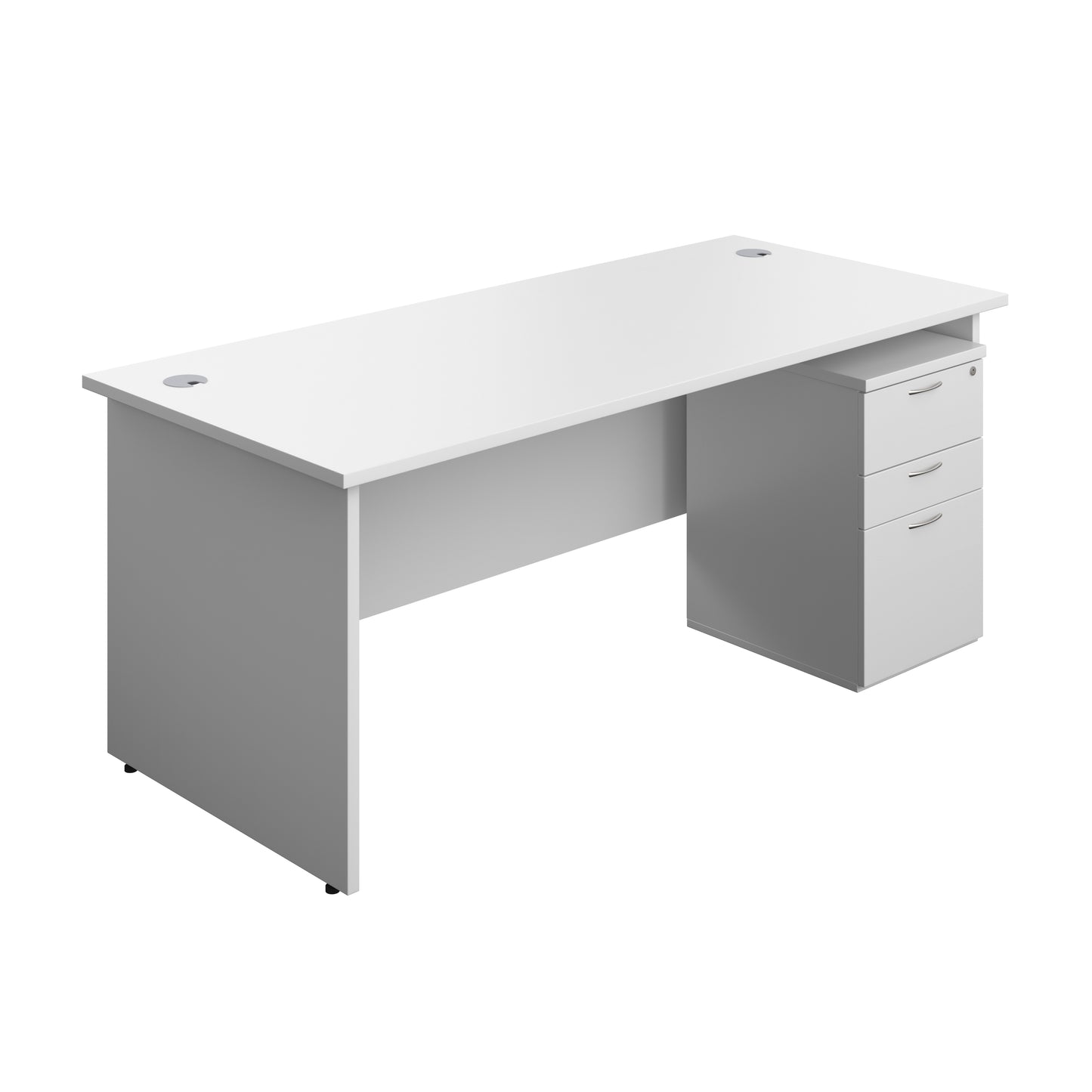 Aztec|Panel|Rectangular Desk with 3 Drawer High Mobile Pedestal|1800x800|White