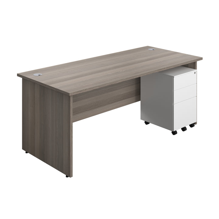 Panel Rectangular Desk + 3 Drawer Steel Pedestal Bundle (FSC)