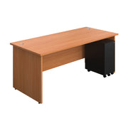 Panel Rectangular Desk + 3 Drawer Slimline Steel Pedestal Bundle (FSC)