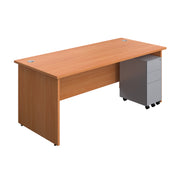 Panel Rectangular Desk + 3 Drawer Slimline Steel Pedestal Bundle (FSC)