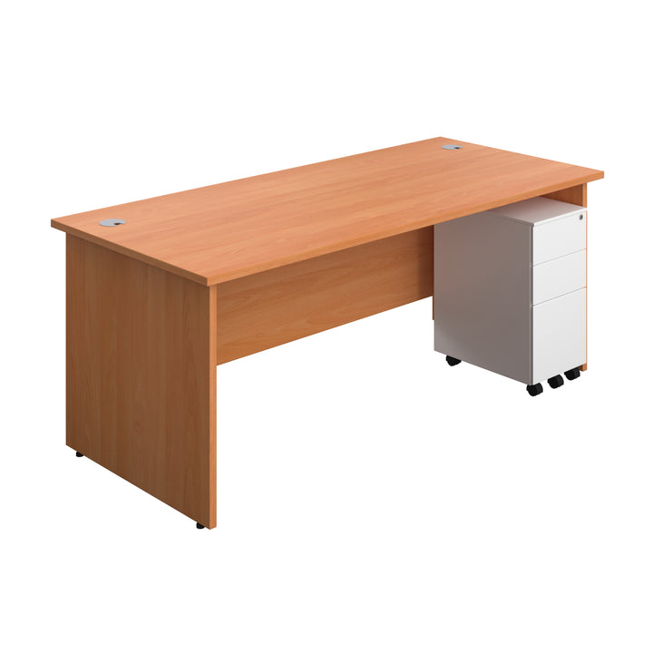 Panel Rectangular Desk + 3 Drawer Slimline Steel Pedestal Bundle (FSC)