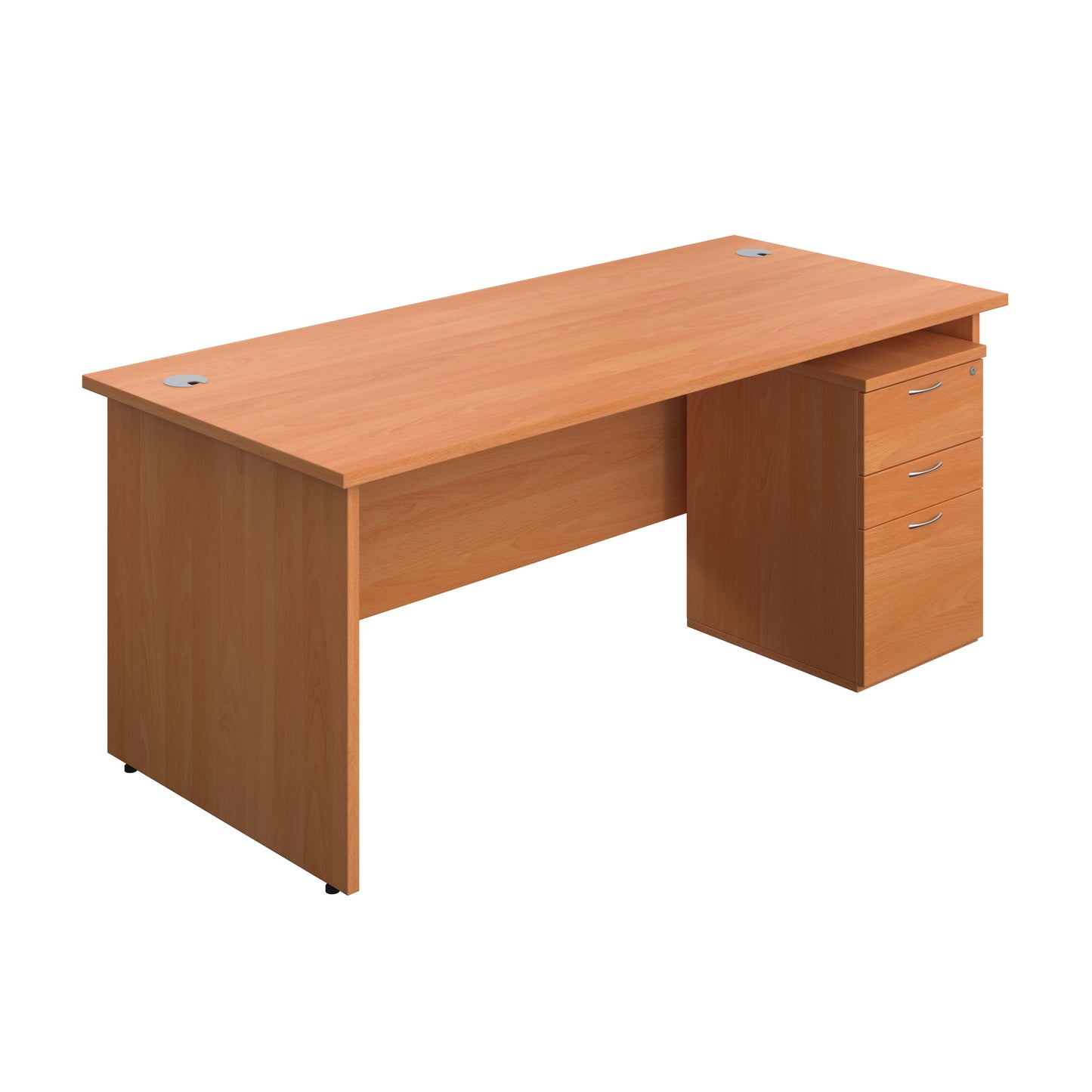 Aztec|Panel|Rectangular Desk with 3 Drawer Under Desk Pedestal|1800x800|Beech