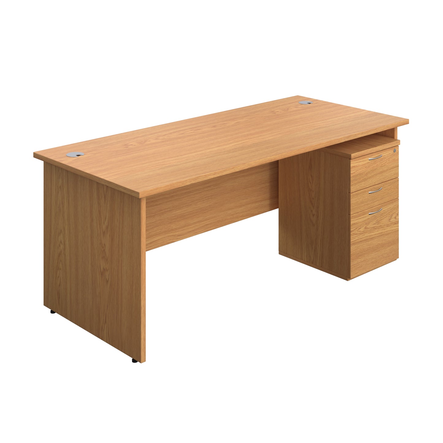 Aztec|Panel|Rectangular Desk with 3 Drawer Under Desk Pedestal|1800x800|Nova Oak