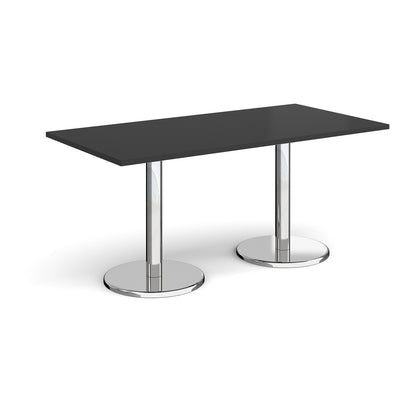 Pisa rectangular dining table with round bases - PDR1600-BK