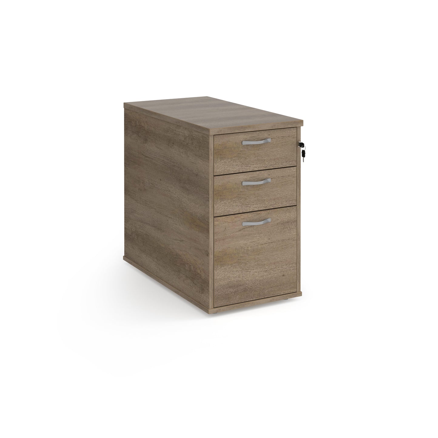 Desk High 3 Drawer Pedestal | 600mm & 800mm Depth | Silver Handles & Flyover Extension