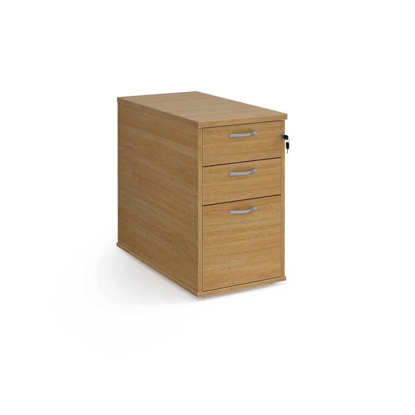 Desk High 3 Drawer Pedestal | 600mm & 800mm Depth | Silver Handles & Flyover Extension