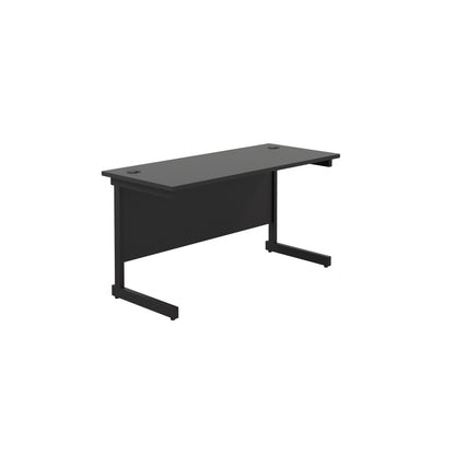Aztec|Single Upright|Rectangular Desk|1400x600|Black-Black