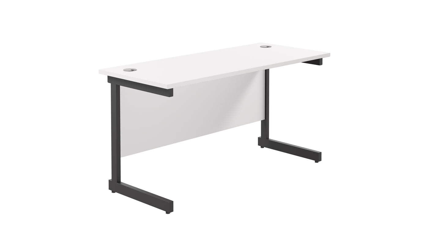 Aztec|Single Upright|Rectangular Desk|1400x600|White-Black
