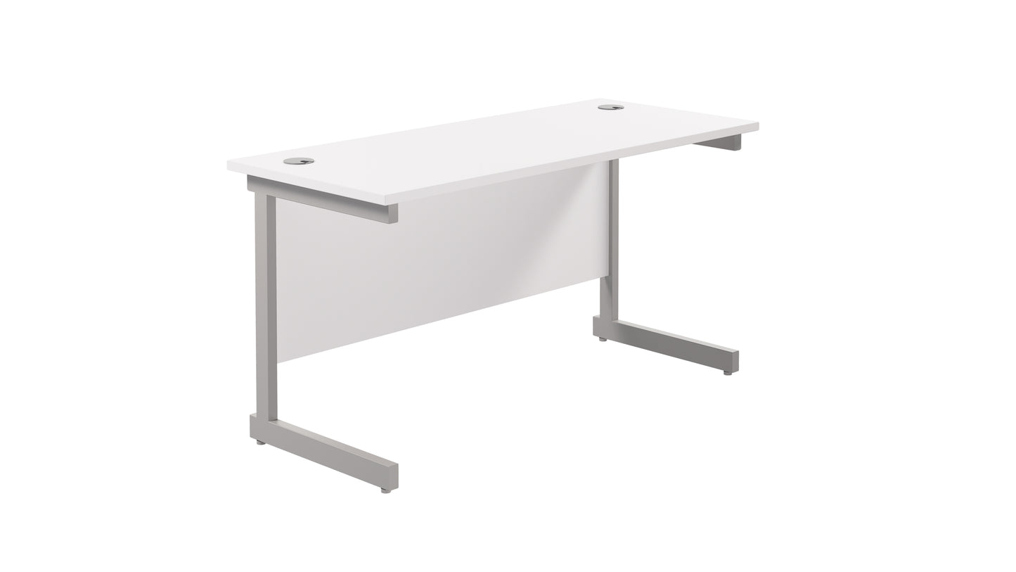 Aztec|Single Upright|Rectangular Desk|1400x600|White-Silver