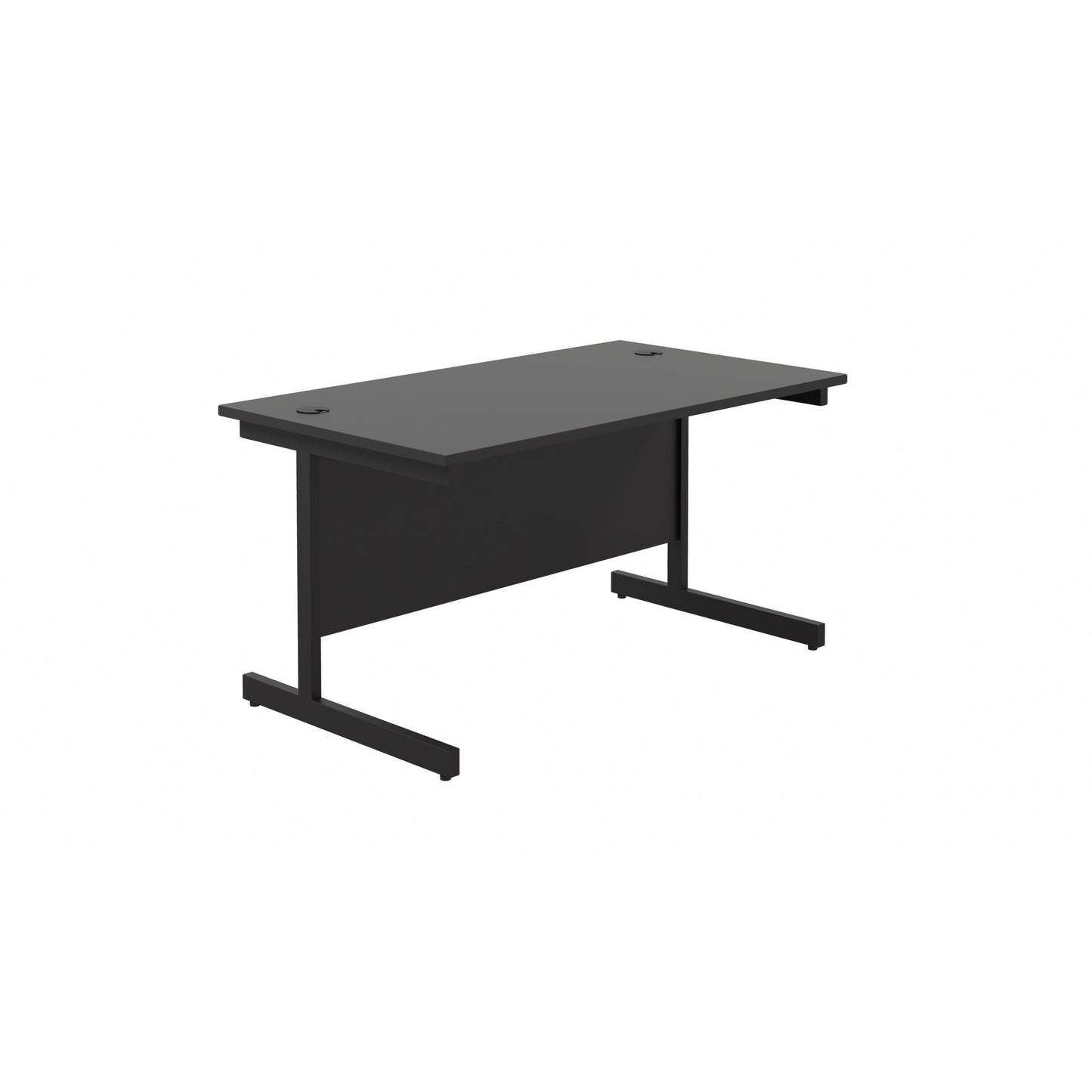 Aztec|Single Upright|Rectangular Desk|1400x800|Black-Black