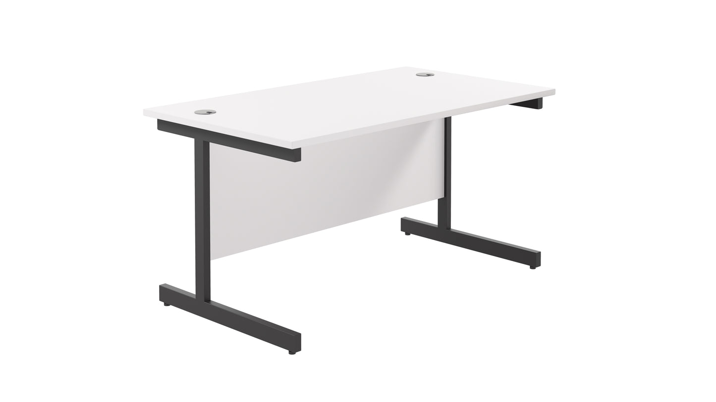 Aztec|Single Upright|Rectangular Desk|1400x800|White-Black