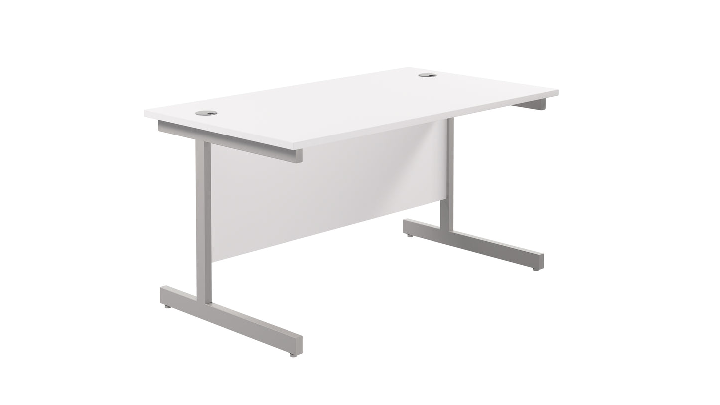Aztec|Single Upright|Rectangular Desk|1400x800|White-Silver