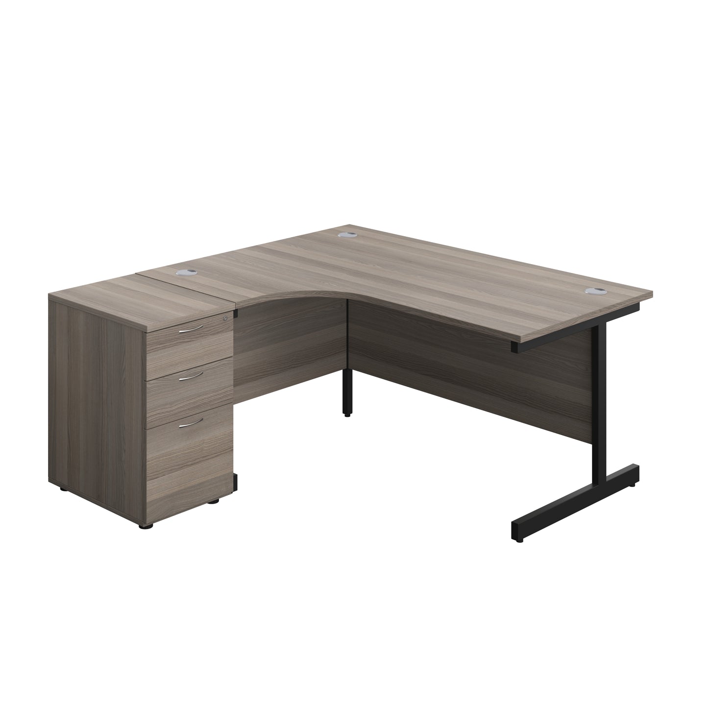 Aztec|Single Upright|Left Hand|Radial Desk|1600x1200|Grey Oak-Black