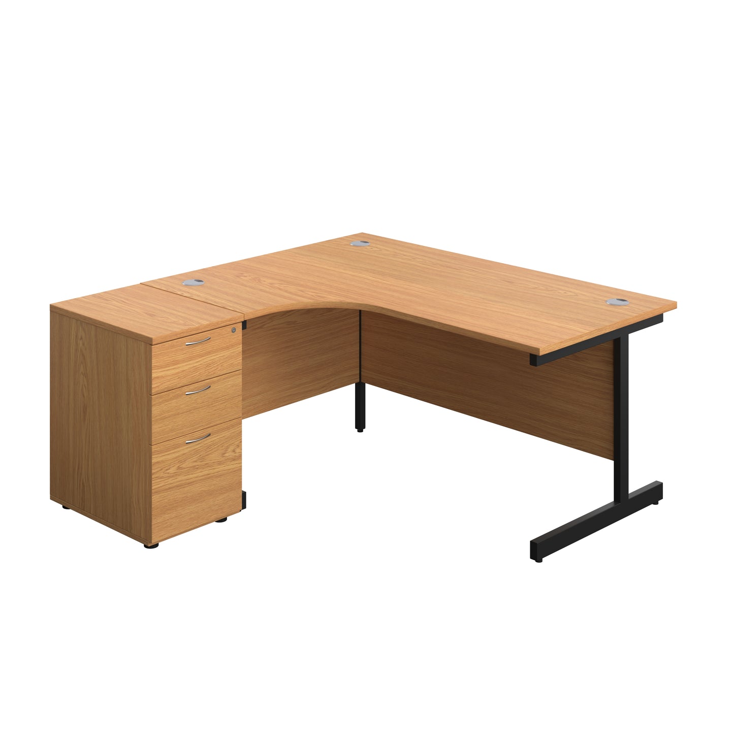 Aztec|Single Upright|Left Hand|Radial Desk|1600x1200|Nova Oak-Black