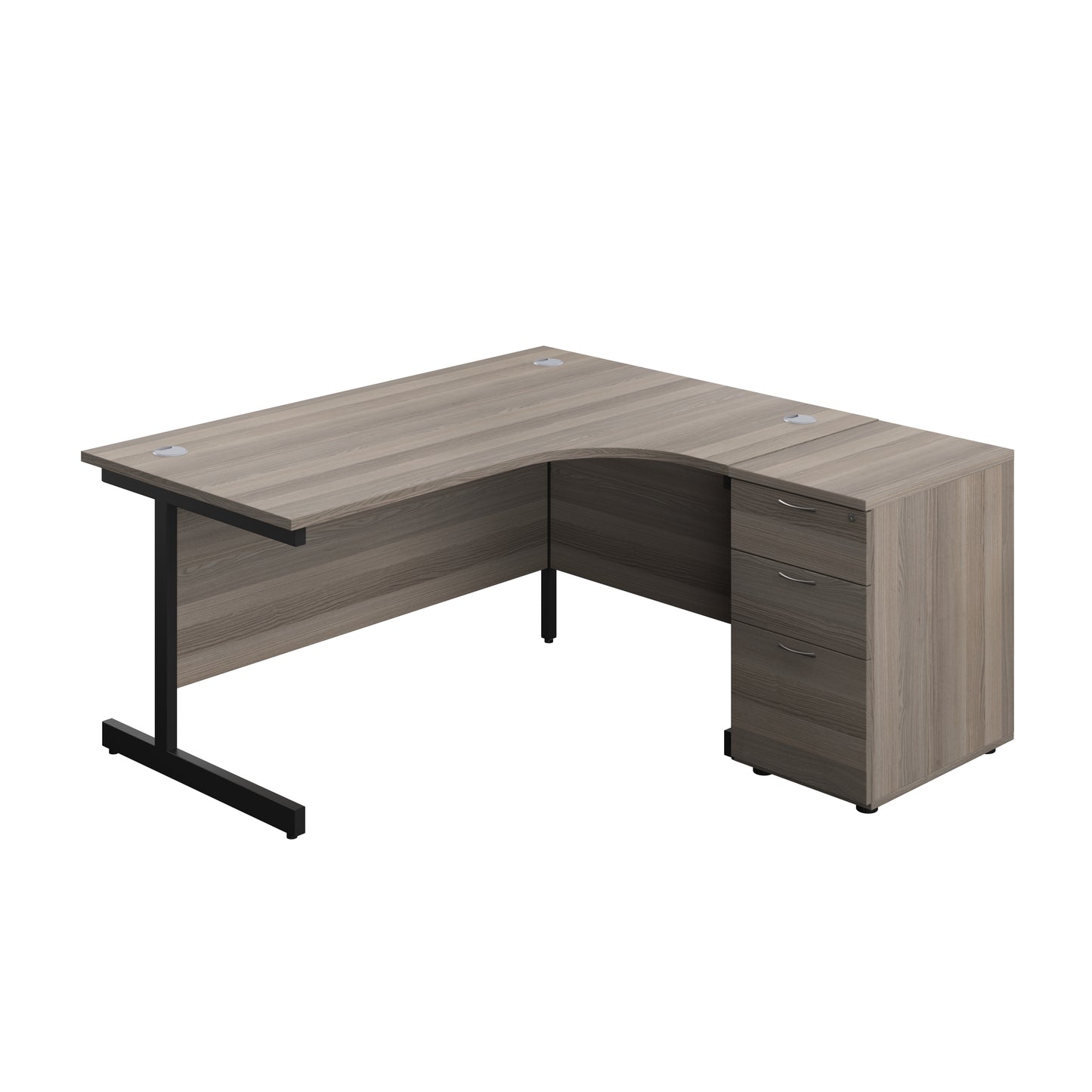 Aztec|Single Upright|Right Hand|Radial Desk|1600x1200|Grey Oak-Black