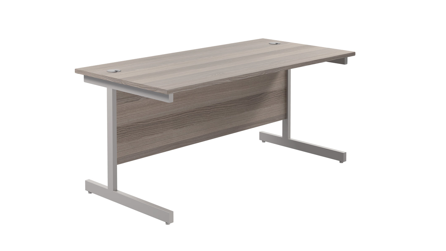 Aztec|Single Upright|Rectangular|Desk|1600x800|Grey Oak-Silver