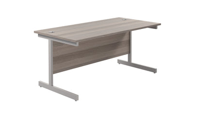Aztec|Single Upright|Rectangular|Desk|1600x800|Grey Oak-Silver
