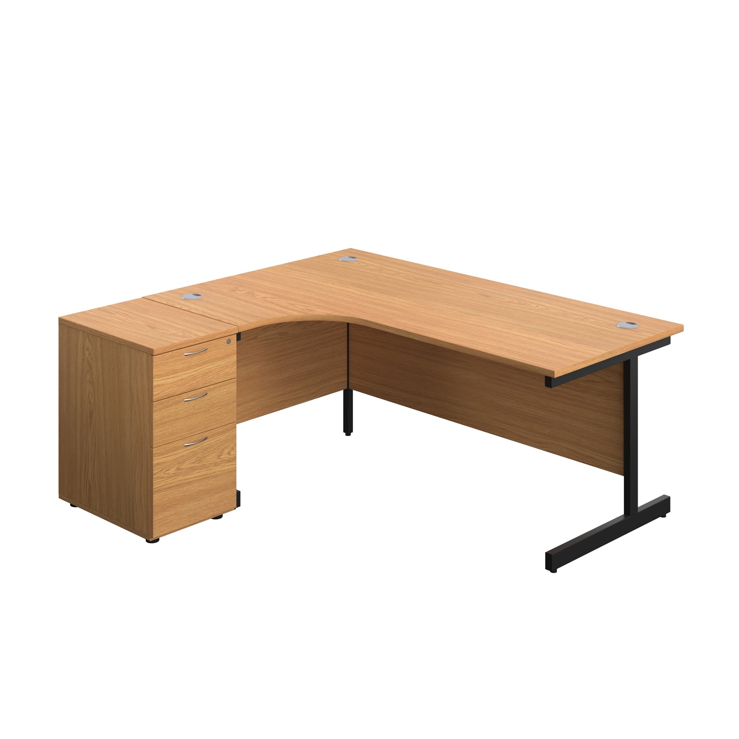 Aztec|Single Upright|Left Hand|Radial Desk|1800x1200|Nova Oak-Black
